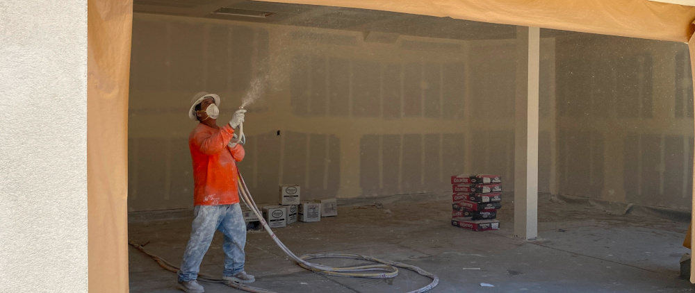 Spraying a garage